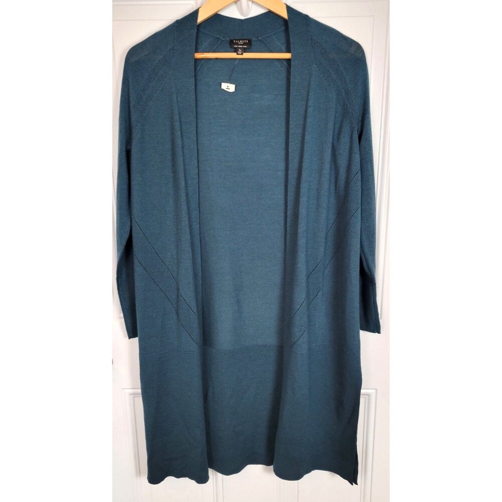 Talbots Teal Open Front Cardigan